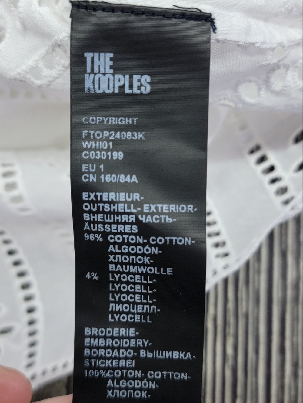 The Kooples NWT Floral White Eyelet Ruffle Shoulder Long-Sleeve Top - Picture 9 of 13